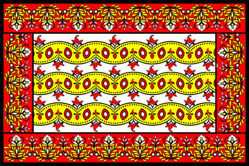 African Wax Print fabric, Ethnic overlap ornament seamless design, Khanga pattern motifs floral elements. khanga texture, colorful textile Ankara fashion style. New Design For Fabric.