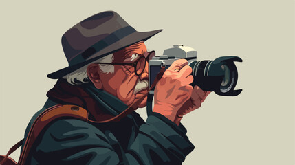 Old man photographer vector Vector illustration. Vector