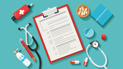 Paper clipboard and checklist Health care concept Vector