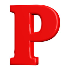 3D Font Red Letter P uppercase