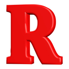 3D Font Red Letter R uppercase