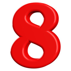 Red 3D Number 8