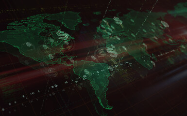 Dollar symbol digital concept 3d illustration