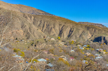 Saint Sargis Church and Bjni village scenic view (Kotayk province, Armenia)