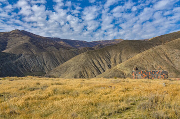 Saint Khach Church ruins in medieval Bjni fortress (Kotayk province, Armenia)