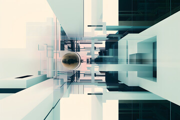 vertical and horizontal elements creating a futuristic cityscape