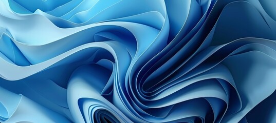 Blue Abstract Background with Curved Paper Shapes