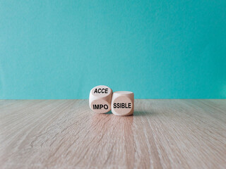 Symbol for inclusion. Turned a cube and changes the word impossible to accessible. Beautiful blue...