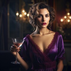 Femme Fatale in a Plunging Neckline Fictional Character Created By Generative AI. 