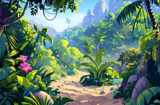 ungle, plants, nature, landscape, illustration