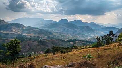 Naklejka premium Stunning mountain backdrops in parched seasonal atmospheres
