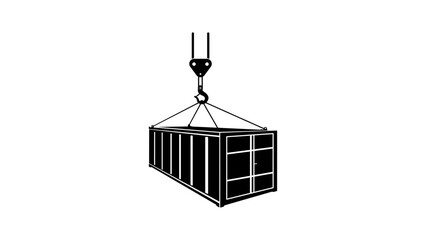 Shipping container,  black isolated silhouette