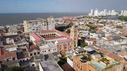Fototapeta premium Aerial shot of the University of Cartagena and surrounding cityscape