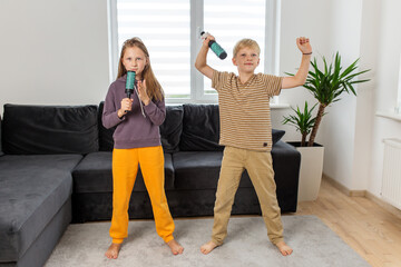 Kids Singing with Microphones at Home