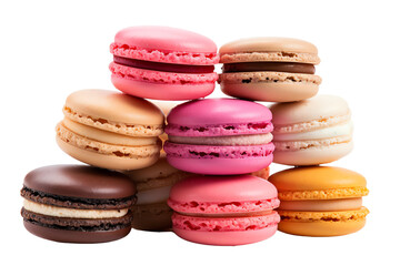 Fototapeta premium Colorful macarons isolated on black background.