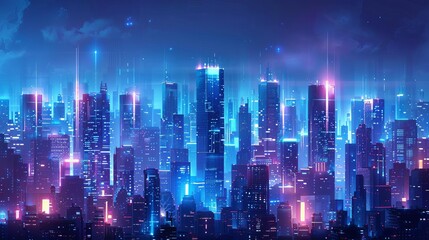 Fototapeta premium Illustrate a futuristic cityscape in slate blue tones