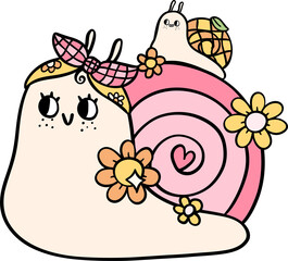 Disco groovy mother snail and baby