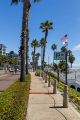 a scenic view over the beautiful coastline of oceanside with beautiful residential buildings and...