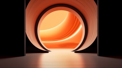 Technology orange abstract sphere internal space poster web page PPT background