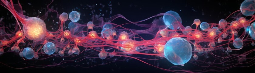 Obraz premium Dynamic illustration of osteocytes communicating through cellular processes in bone remodeling, ideal for medical and biology textbooks