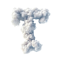 Fluffy cloud shaped like the letter T isolated on transparent background