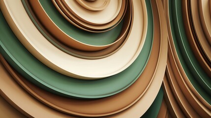 Natural abstract pattern with 3D spirals in earthy tones of brown, beige, and green.
