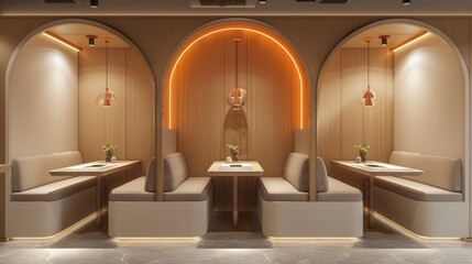 Restaurant booth, minimalist design