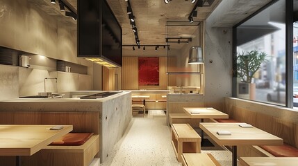 Restaurant booth, minimalist design