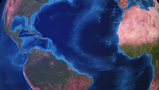 Realistic 3D Animation of Earth zooming in to  Saint Kitts and Nevis with its border highlighted with its National Flag in 4K