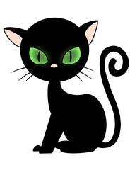 Picture of a black cat, cute cartoon style Suitable for general work Various graphic work
