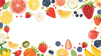 Summer fruits and berries frame. Fruits for healthy lifestyle