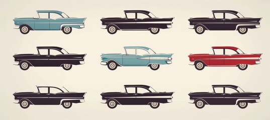 Colorful car silhouettes  versatile vector graphics for posters, banners, and ads