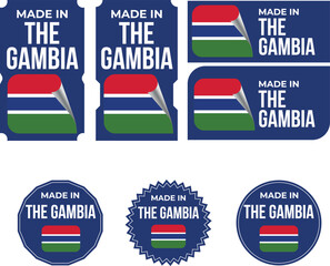 Made in The Gambia. The Gambia, Tag, Seal, Stamp, Flag, Icon vector