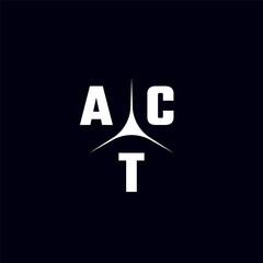 ACT letter logo. ACT logo. ACT letter. Initial ACT letter logo with trinity mark. Initials ACT typography for business, technology, and real estate brands.