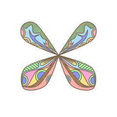 Doodle wings ornament ornate decoration illustration elements hand drawn frame border inspired by nature and butterfly brow color that can be used for sticker, book, scrapbook, icon, decorative, e.t.c