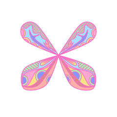 Doodle wings ornament ornate decoration illustration elements hand drawn frame border inspired by nature and butterfly pink color that can be used for sticker, book, scrapbook, icon, decorative, e.t.c