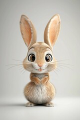 Fototapeta premium petit lapin assis ,sur fond blanc, ia générative