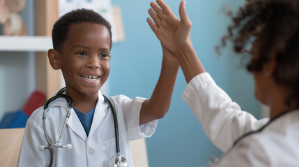 doctor giving thumbs up to child - Powered by Adobe