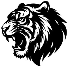 Tiger head ready to pounce