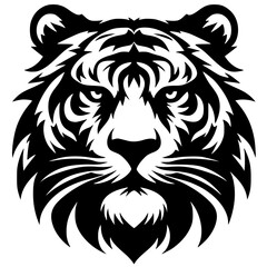 Silhouette of a ferocious tiger head