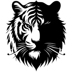 Silhouette of a ferocious tiger head