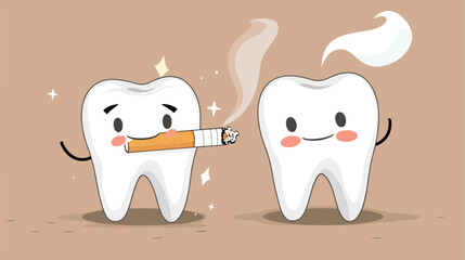 tooth and cigarette Cartoon vector 