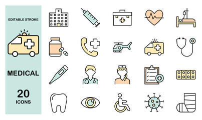 医療に関するアイコンセット　カラー