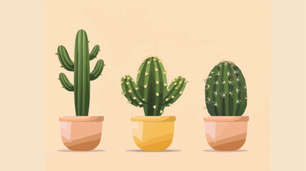 Trendy tropical cactus in pot Vector style vector design