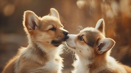 Sweet Corgi Puppy Love, Heartwarming Moments Captured . Generative Ai