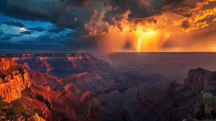 Lightning strike and heavy cloud at Grand Canyon.