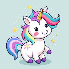Rainbow Unicorn: A vector image full of magic and beauty, perfect for children's decor.