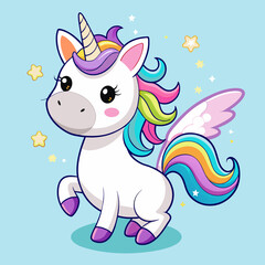 Colorful Magical Unicorn: An illustration that expresses pure joy and magic, perfect for children's books and cards.
