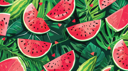 tropical Watermelon slice pattern Vector style vector
