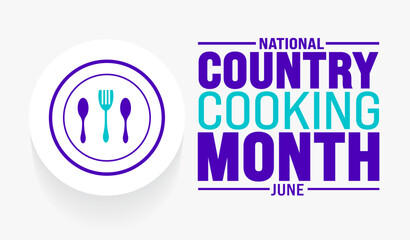 June is National Country Cooking Month background template. Holiday concept. use to background, banner, placard, card, and poster design template with text inscription and standard color. vector